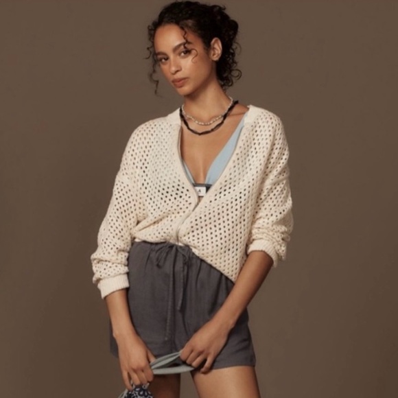 Anthropologie Sanctuary Cream Crochet Zip Cardigan XS | NWT Boho Sweater - Picture 2 of 4